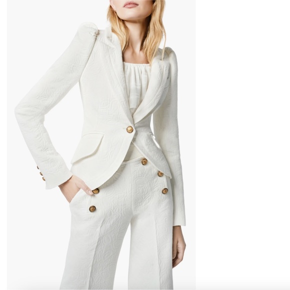 NWT $795 Smythe Jacquard Cutaway Cotton Blazer in White - size 12! - Picture 2 of 10